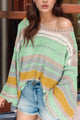 Contrast Striped Boat Neck Dropped Shoulder Sweater Trandify Deal