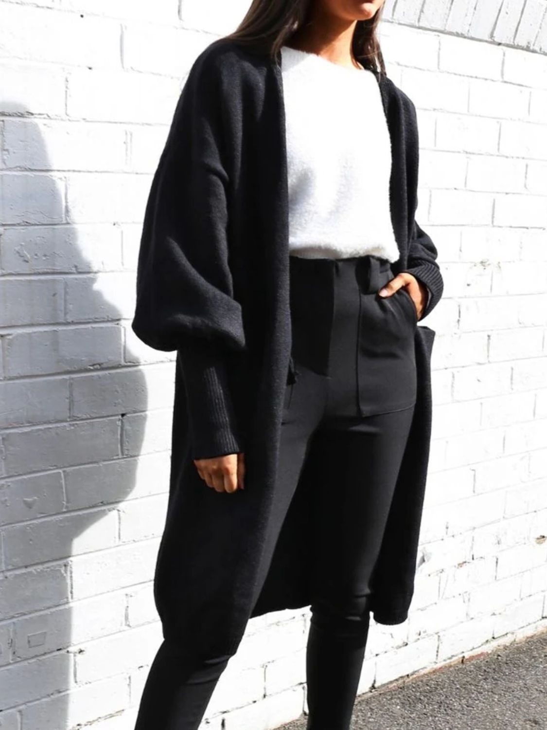 Perfee Open Front Dropped Shoulder Cardigan Trandify Deal