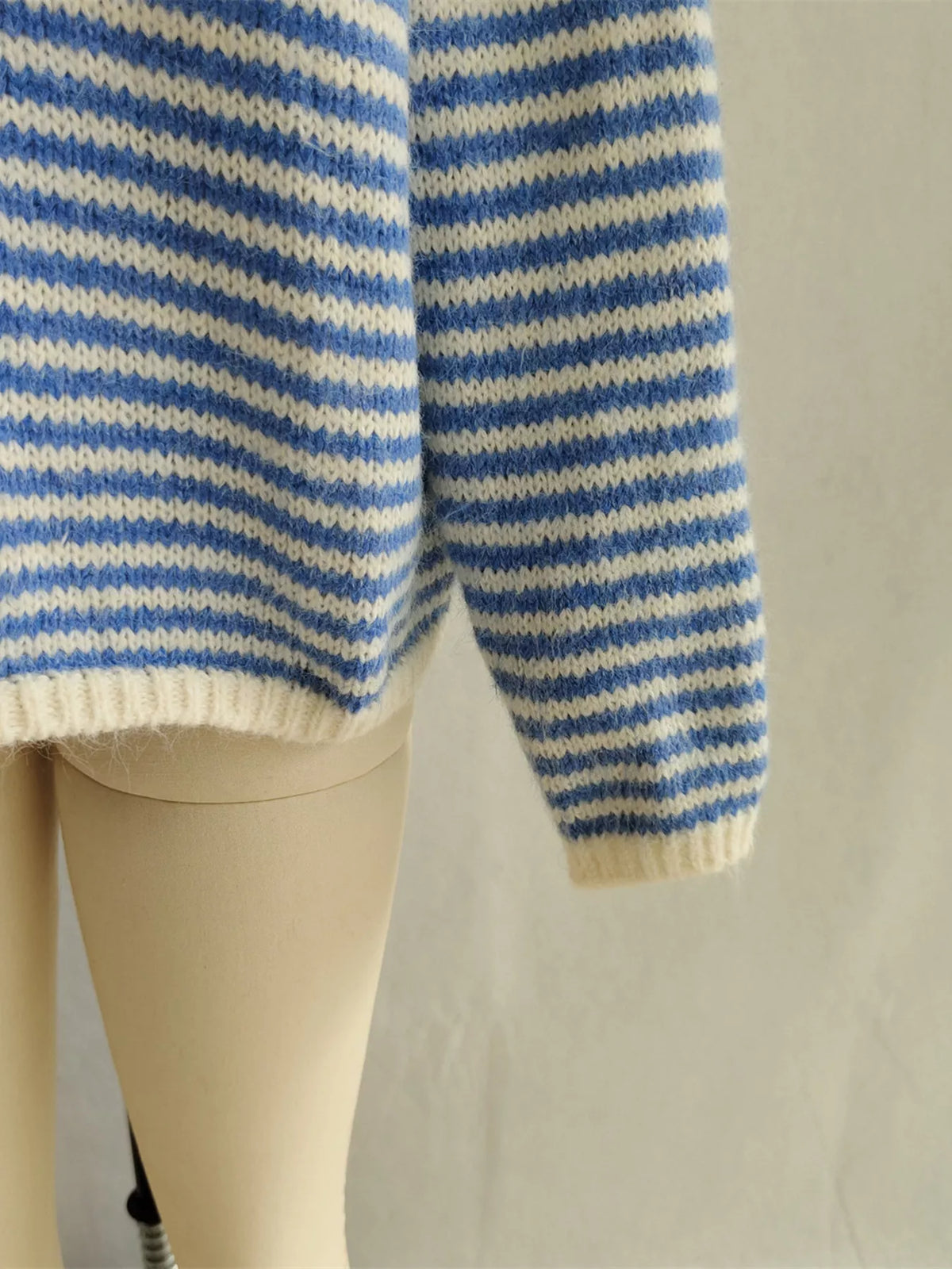 Women's Striped Button Sweater - Long Sleeve Knit Top