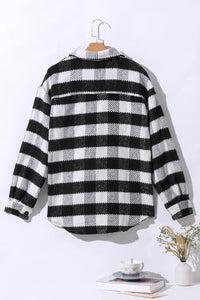 Plaid Button Up Long Sleeve Jacket Trandify Deal