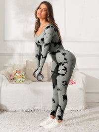 Scoop Neck Long Sleeve Active Jumpsuit Trandify Deal
