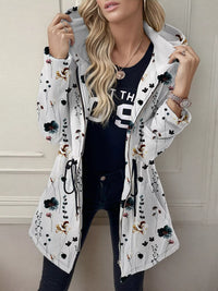 Women's lightweight zip up hoodie jacket in White with front pockets.