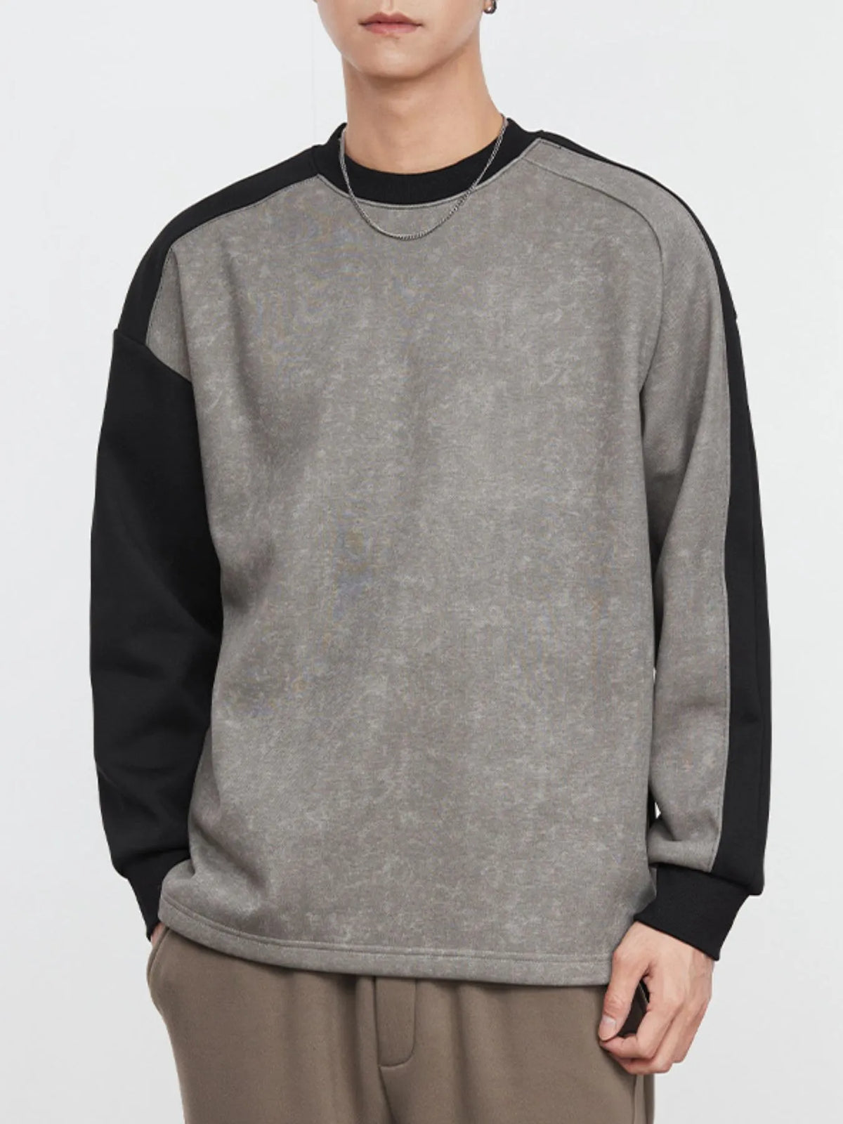 Men’s Plus Size Contrast Neck Long Sleeve Sweatshirt – Comfort Fit Hoodie