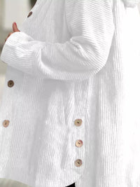 Plus Size Corduroy Shacket - Hooded Ribbed Jacket