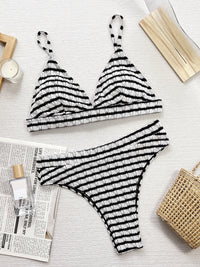 Striped V-Neck Two-Piece Swim Set Trandify deal