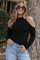 Round Neck Cold Shoulder Long Sleeve Top Trandify Deal