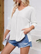 Lovelet Textured Round Neck Three-Quarter Sleeve Blouse Trandify deal