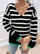 Devine Striped V-Neck Long Sleeve Knit Top Trandify Deal