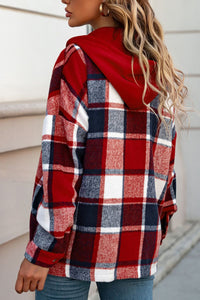 Plaid Button Up Hooded Shacket Trandify Deal