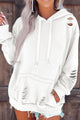 Distressed Drawstring Long Sleeve Hoodie Trandify deal