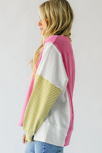 Exposed Seam Contrast Long Sleeve Sweatshirt Trandify Deal