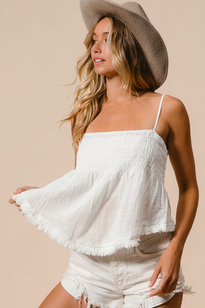 BiBi Fringed Hem Smocked Cami Trandify Deal