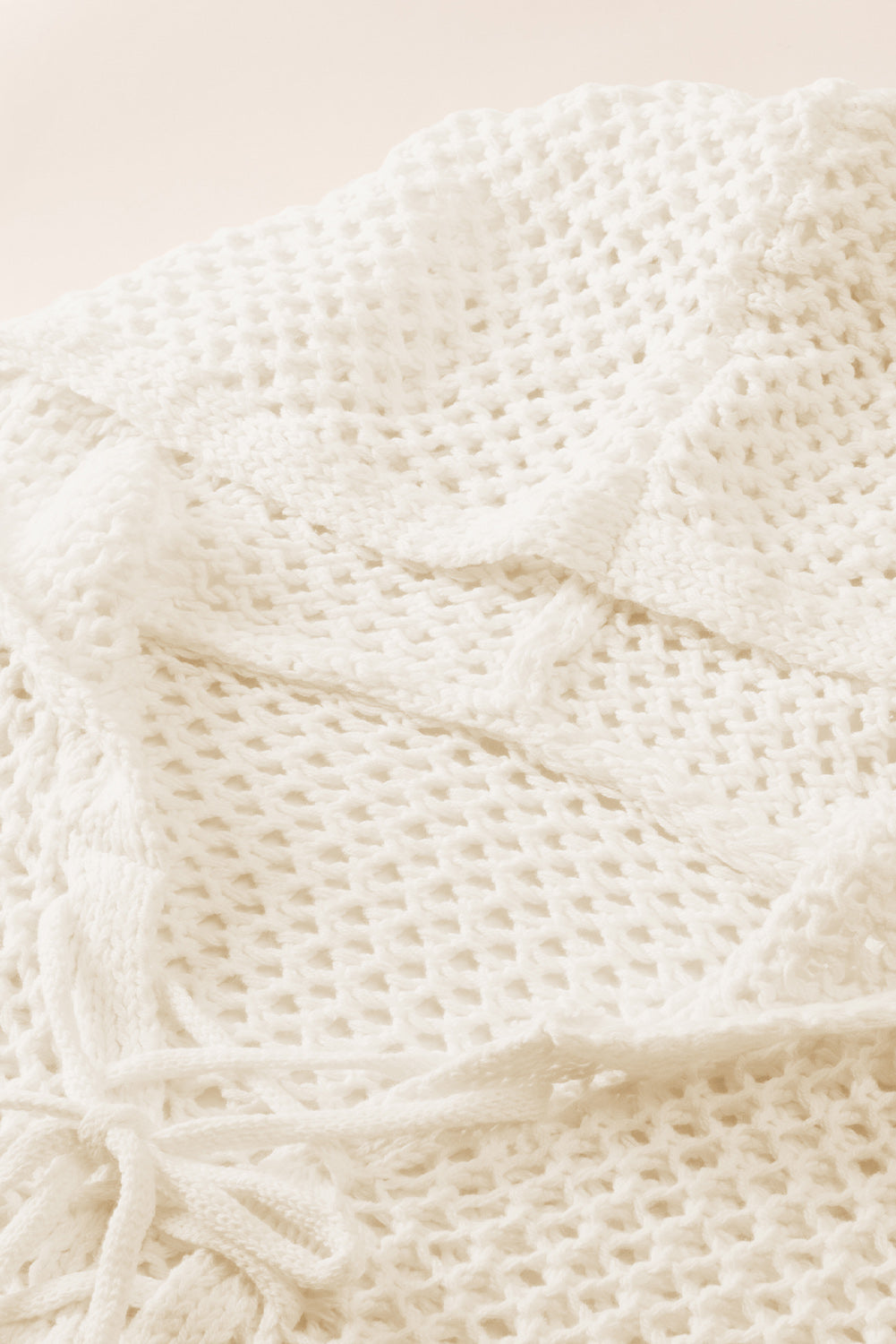 Openwork Lace-Up Hooded Sweater Trandify Deal