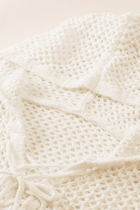 Openwork Lace-Up Hooded Sweater Trandify Deal