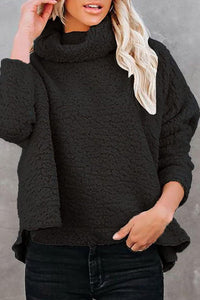 Fuzzy Turtleneck Long Sleeve Sweatshirt Trandify Deal