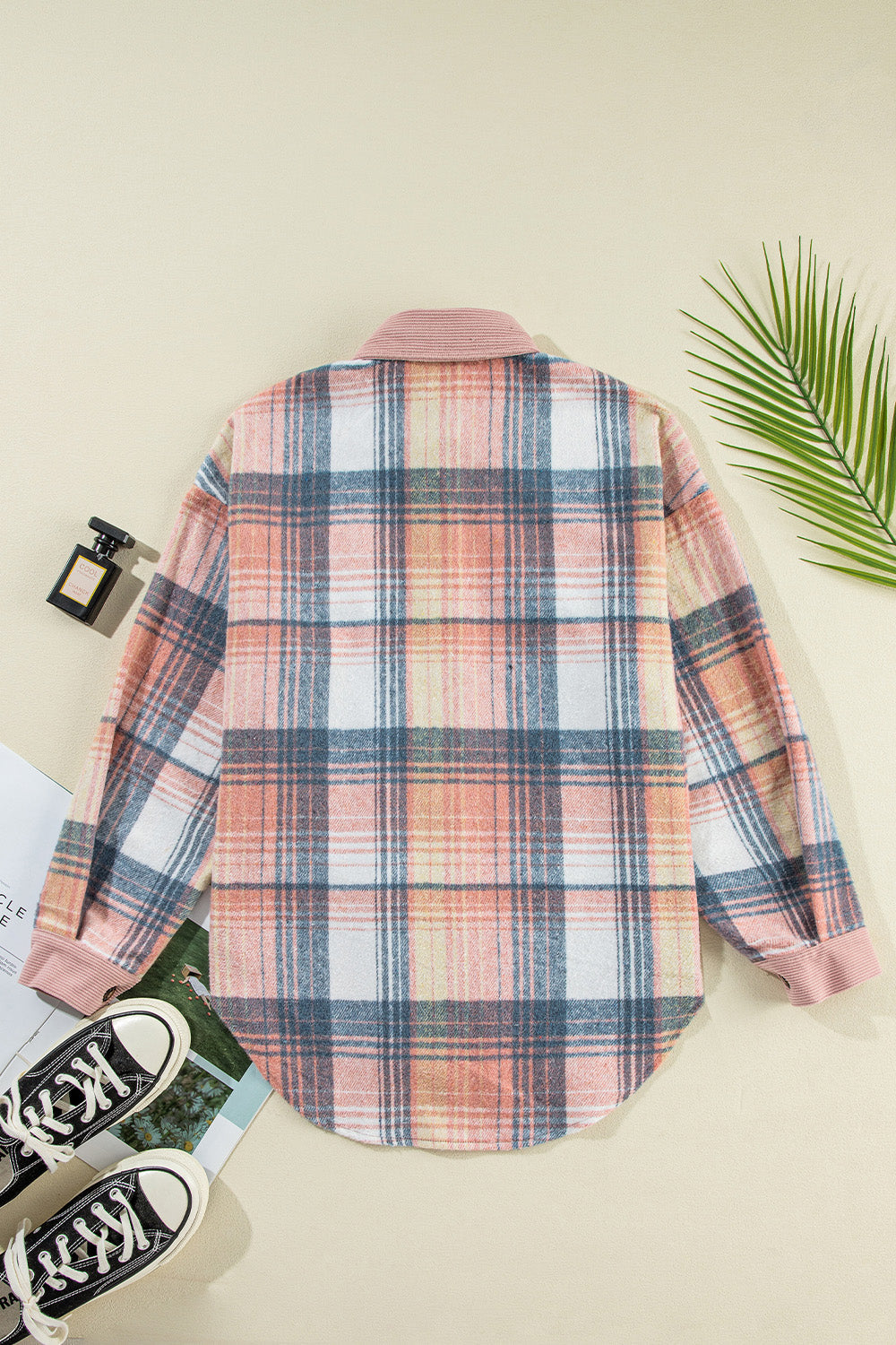 Plaid Button Up Long Sleeve Shacket Trandify Deal
