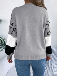 Star Contrast Round Neck Sweater Trandify Deal