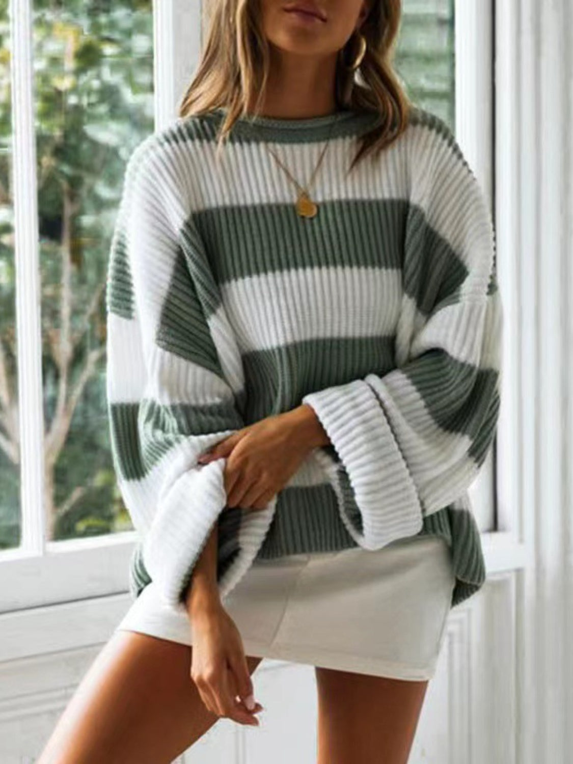 Round Neck Long Sleeve Sweater Trandify Deal