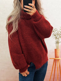 Women's Ribbed Turtleneck Sweater - Cozy Long Sleeve Top