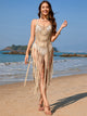 Fringe Openwork Spaghetti Strap Cover-Up Trandify deal