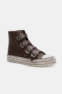 Beast Fashion Multi-Buckle Straps Studded Platform Sneakers Trandify Deal