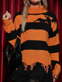 Raw Hem Contrast Turtleneck Long Sleeve Sweater Trandify Deal