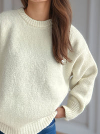 Round Neck Long Sleeve Sweater Trandify Deal