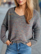 Heathered V-Neck Long Sleeve Sweater Trandify Deal