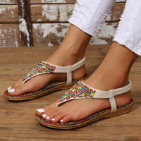 Beaded PU Leather Open Toe Sandals Trandify Deal