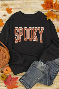 SPOOKY Round Neck Long Sleeve Sweatshirt Trandify Deal