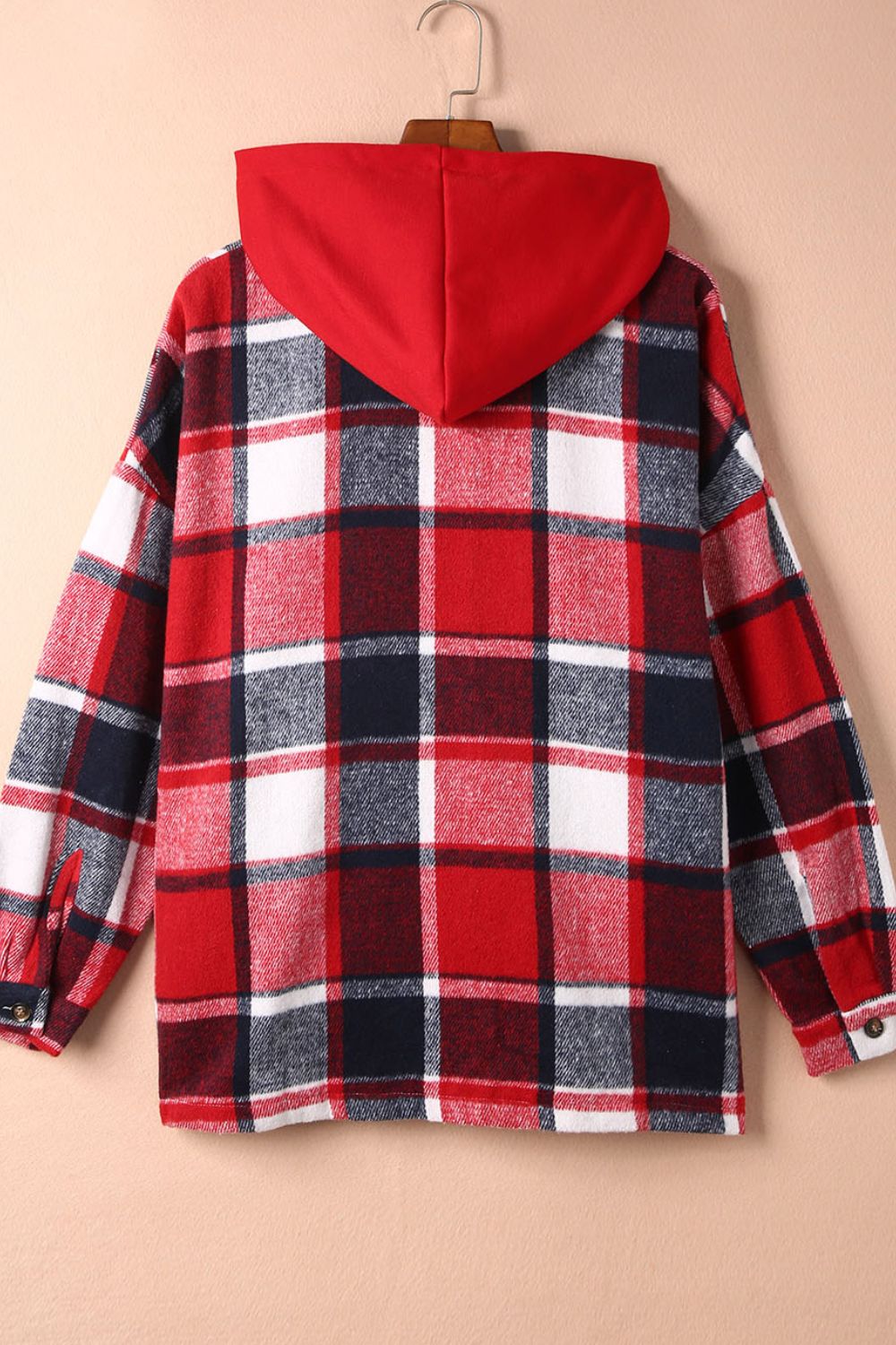 Plaid Button Up Hooded Shacket Trandify Deal