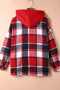 Plaid Button Up Hooded Shacket Trandify Deal