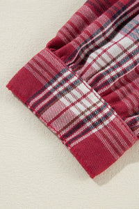 Raw Hem Drawstring Plaid Denim Jacket Trandify Deal