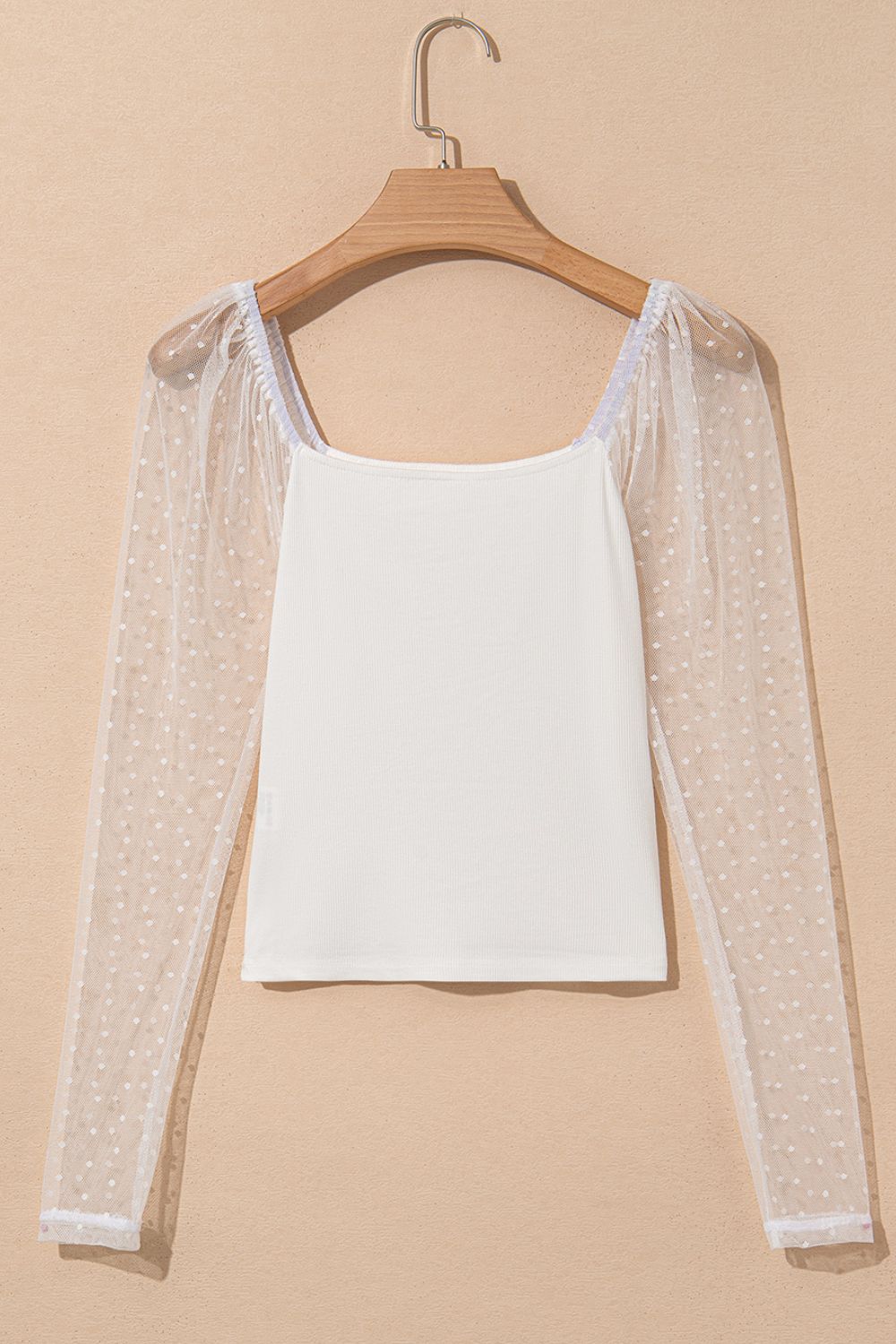 Breathable Feminine Swiss Dot Blouse with Chic Square Neckline