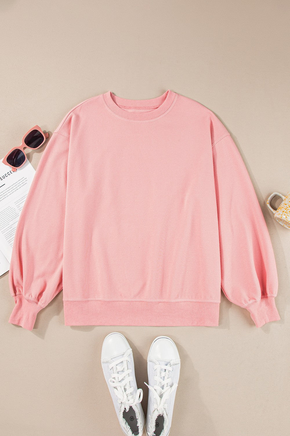 Round Neck Long Sleeve Sweatshirt Trandify Deal