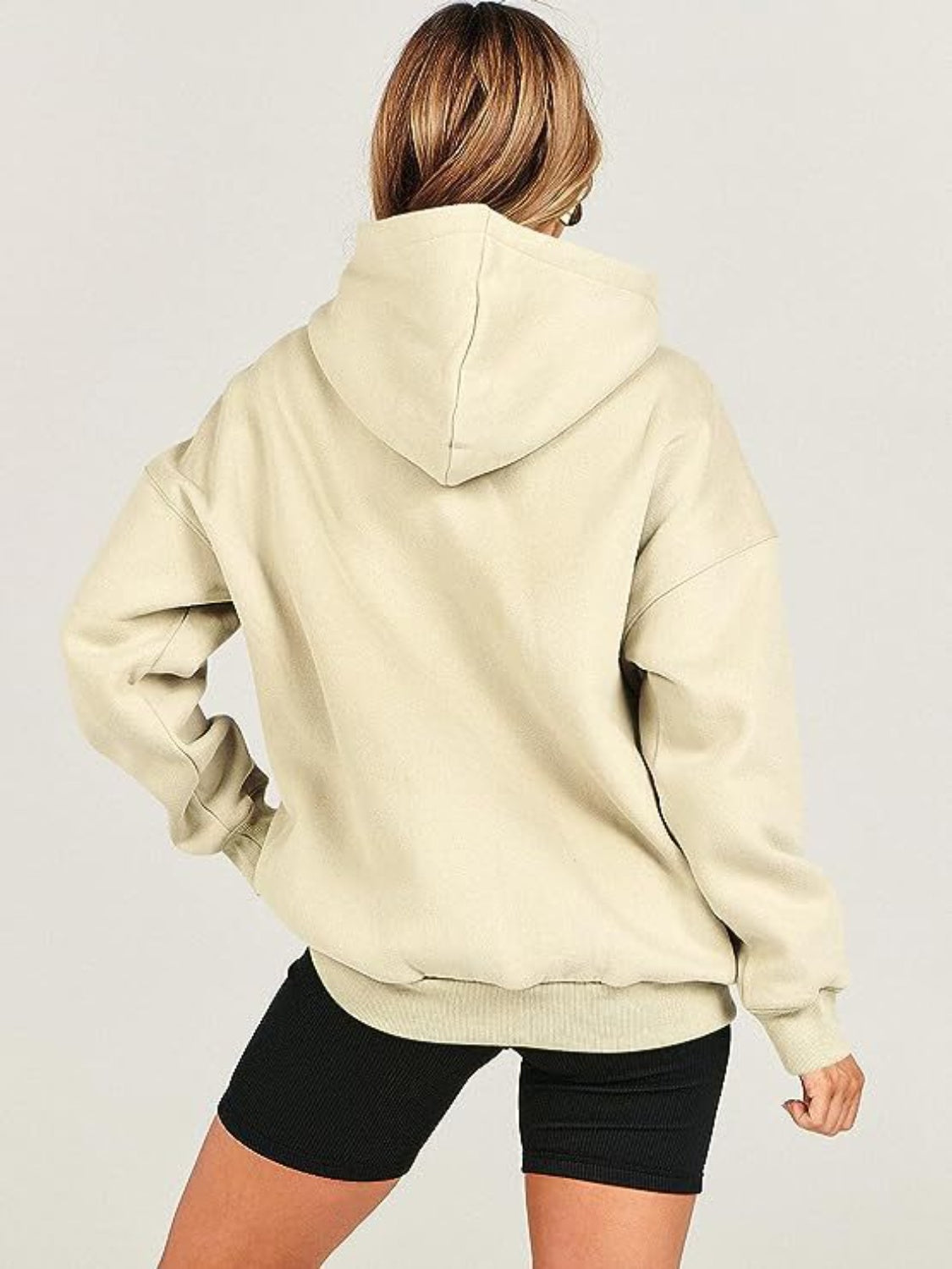 Dropped Shoulder Long Sleeve Hoodie Trandify Deal