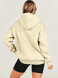 Dropped Shoulder Long Sleeve Hoodie Trandify Deal