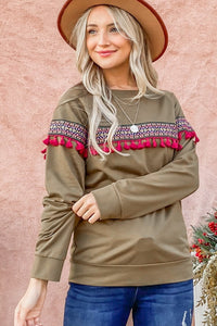 Ethnic Ribbon Tassel Trim Top Trandify Deal