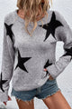 Star Round Neck Dropped Shoulder Sweater - Trandify Deal