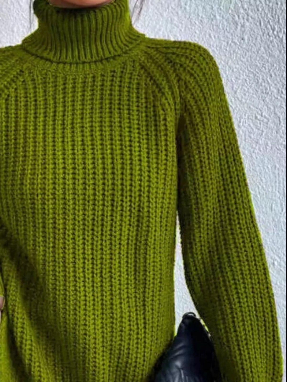 Plus Size Turtleneck Sweater - Ribbed Long Sleeve Top