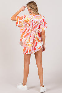 SAGE + FIG Abstract Print Half Button Blouse Trandify deal