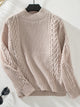 Cable-Knit Mock Neck Long Sleeve Sweater Trandify Deal
