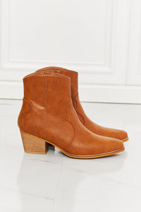 MMShoes Watertower Town Faux Leather Western Ankle Boots in Ochre Trandify Deal