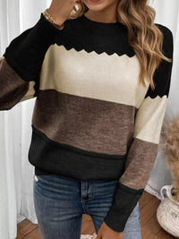 Women's Color Block Drop Shoulder Sweater | Casual Comfort