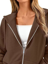 Women's Zip Up Hoodie - Oversized Cropped Style