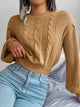 Women's Cropped Cable Knit Sweater | Crewneck Top