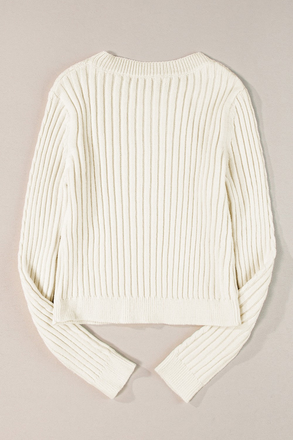 Cable-Knit Round Neck Long Sleeve Sweater Trandify Deal
