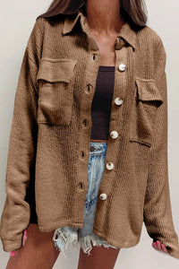 Button Up Long Sleeve Shacket Trandify Deal