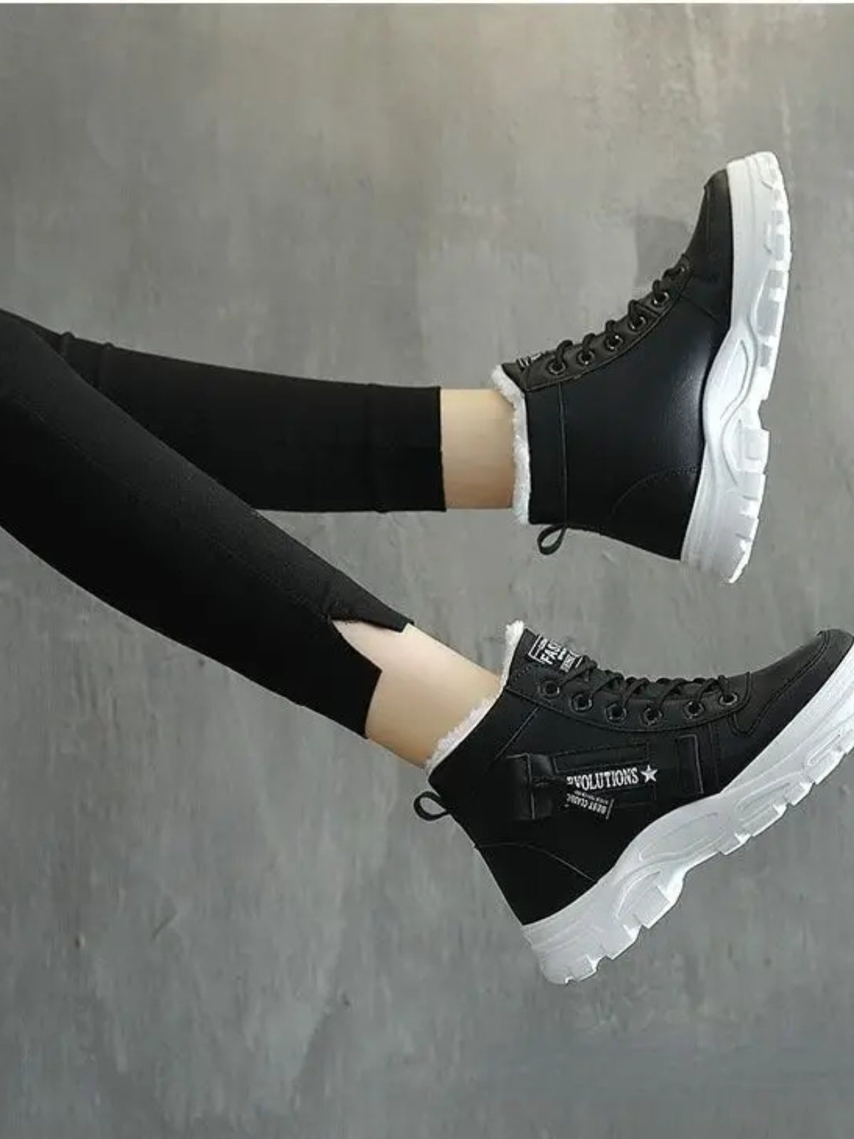 Decorative Zipper Round Toe Platform Boots Trandify Deal