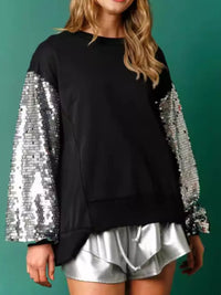 Women's Oversized Sequin Sweatshirt in Black